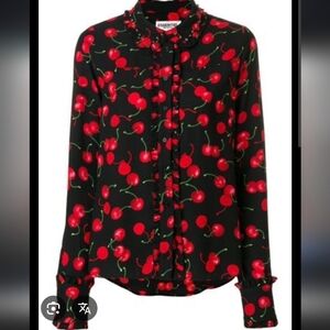 Essentiel Antwerp  Cherry Print Embellished Buttondown 38 NWOT